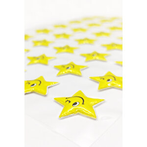 Sticker Kabartmalı A4 Boyutunda Stiker Defter, Planlayıcı Etiket - (lim029) - Gülen Yıldız