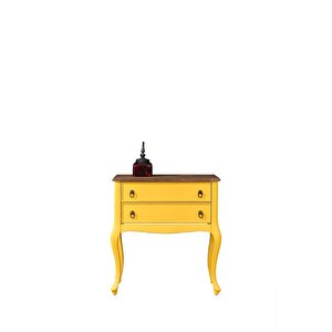 Wooding Masif 2 Çekmeceli Sarı Ceviz Komodin - Mini Konsol