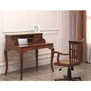 Wooding Raflı Masif Ceviz Çalışma Masası Ve Çalışma Koltuğu Takımı