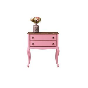 Wooding Masif 2 Çekmeceli Pembe Ceviz Komodin - Mini Konsol