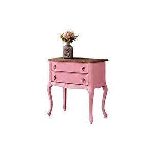 Wooding Masif 2 Çekmeceli Pembe Ceviz Komodin - Mini Konsol
