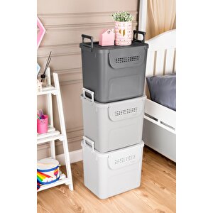 Geseus Motek  Mybox 1x30 Litre Kulplu Çok Amaçlı Organizer Saklama Kutusu-mt-35