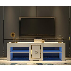 Errva Ledli̇ Tv Sehpasi (alt Modül) Beyaz-altin Beyaz gold