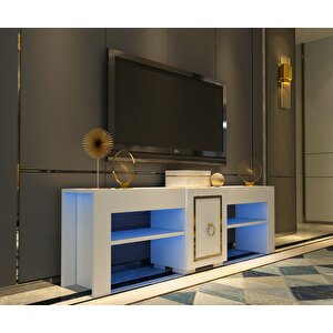 Errva Ledli̇ Tv Sehpasi (alt Modül) Beyaz-altin Beyaz gold