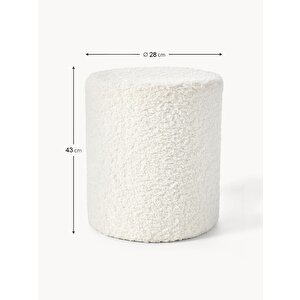 Mode Zoho Beyaz Teddy Kumaş Silindir Puf