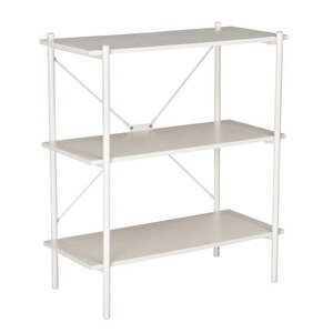 Retro 3 Raflı Metal Kitaplık-vizon 80x92x40 Cm