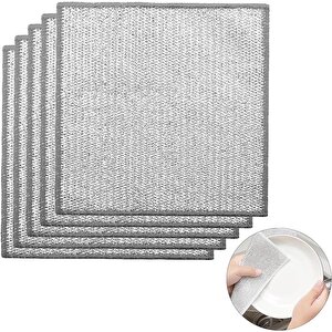 Bulaşık Ovma Ovalama Yanmış Yağ Ağır Kir Bezi Teli Telli Bez - 20x20 Cm. - 5 Adetlik Paket