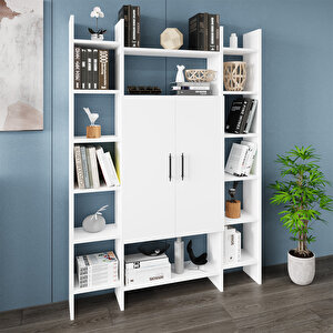 Ismar-130 Modern Raflı Kapaklı Kitaplık İsm01