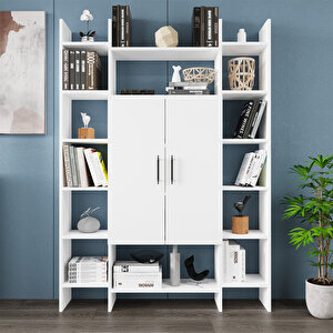 Ismar-130 Modern Raflı Kapaklı Kitaplık İsm01