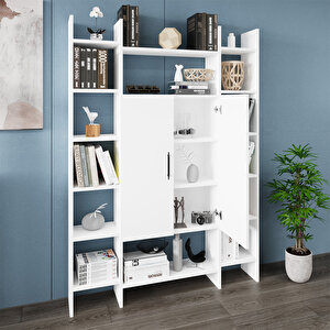 Ismar-130 Modern Raflı Kapaklı Kitaplık İsm01