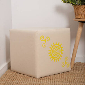Sunny Puf-sarı Baskılı 40x40x40 Cm