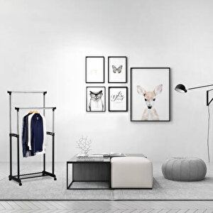 Handy Mate Duo Yükseklik Ayarlı Çift Kollu Elbise Askısı - Siyah/krom 83x93-168x43 Cm
