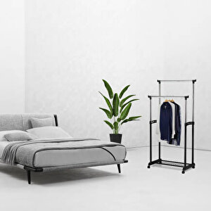 Handy Mate Duo Yükseklik Ayarlı Çift Kollu Elbise Askısı - Siyah/krom 83x93-168x43 Cm