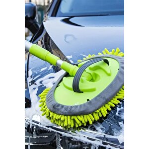 Araba Yıkama Fırçası Oto Yıkama Seti Mop Mikrofiber Bezli Teleskopik Saplı 1 Yedek Bez Hediyeli