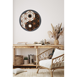 El Yapımı Üç Boyutlu Lotus Yin Ve Yang Ahşap Duvar Süsü