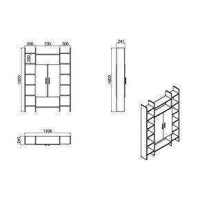 Ismar-130 Modern Raflı Kapaklı Kitaplık İsm04