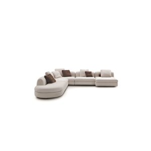 Parlex-C 5 Parça Sehpa U Tipi Yataklı Oval Teddy Koltuk Takımı Oturma Grubu L Köşe Koltuk Takımı