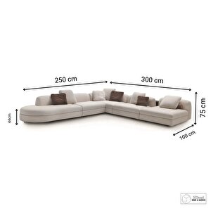Parlex-C 5 Parça Sehpa U Tipi Yataklı Oval Teddy Koltuk Takımı Oturma Grubu L Köşe Koltuk Takımı