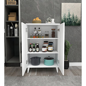 Enda Home 3 Raflı 2 Kapaklı Çok Amaçlı Dolap Beyaz