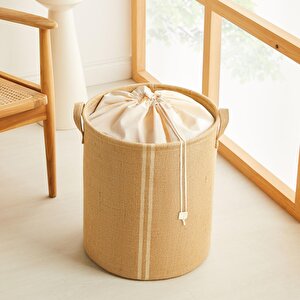 2'li Çizgili Jüt Sepet Set 1 Adet 42 X 31 X 25 / 1 Adet 36 X 40 Cm