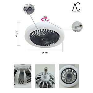 30w Fanlı Led Ampul / 3 Renk Işık / 3 Hız Fanlı Siyah Kasa  - Kumandalı Ve Koku Hazneli