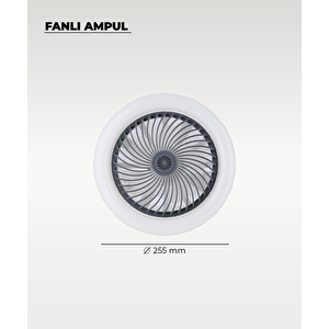 30w Fanlı Led Ampul / 3 Renk Işık / 3 Hız Fanlı Siyah Kasa  - Kumandalı Ve Koku Hazneli
