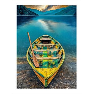 Sarı Ahşap Tekne Dekoratif Mdf Tablo 25cmx 35cm 25x35 cm