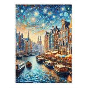 Amsterdam Evleri Hediyelik Ahşap Tablo 50cmx 70cm 50x70 cm