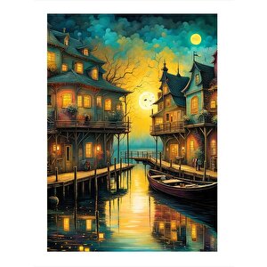 Ahşap Evler Ve Tekne Mdf Poster 25cmx 35cm 25x35 cm