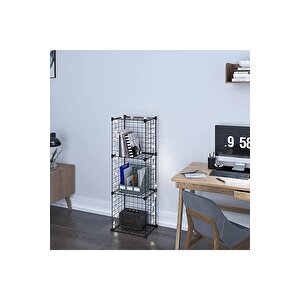 3 Bölmeli Tel Küp Çok Amaçlı Organizer Raf Siyah 33cm Mutfak, Oyuncak, Kiler, Depolama Rafı