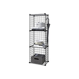 3 Bölmeli Tel Küp Çok Amaçlı Organizer Raf Siyah 33cm Mutfak, Oyuncak, Kiler, Depolama Rafı