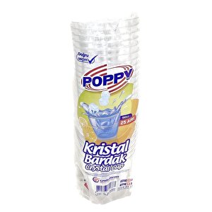 Poppy Şeffaf Plastik Kristal Bardak - 180 Cc. - 180 Ml. - 1000 Adetlik Koli