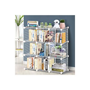 9'lu Tel Küp Çok Amaçlı Organizer Raf Beyaz 33cm