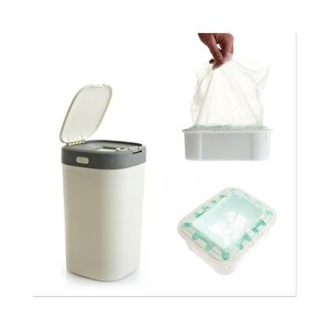 Motek Kartuşlu Bebek Bezi Kovası Atık Çöp Kovası 19 Lt+1 Ad Extra Yedek Kartuş