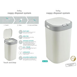 Geseus Motek Kartuşlu Bebek Bezi Kovası Atık Çöp Kovası 19 Lt+1 Ad Extra Yedek Kartuş