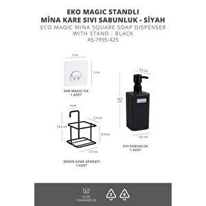 Okyanus Home Siyah Eko Magic Standlı Mina Kare Sıvı Sabunluk