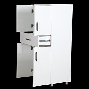 Çok Amaçlı 12949 Dolap Model 130 Hard Parlak Beyaz Suntalem 4 Raf 1 Çekm El Yapım