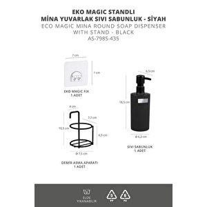 Okyanus Home Siyah Eko Magic Standlı Mina Yuvarlak Sıvı Sabunluk