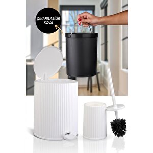 Okyanus Home Coliseum Beyaz 2'li Wc Kova Ve Fırça Seti