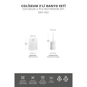 Okyanus Home Coliseum Beyaz 2'li Wc Kova Ve Fırça Seti