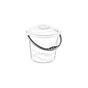 Poly Time 20 Litre Kapaklı Ölçekli Şeffaf Su Kovası - Abs Plastik - Saplı
