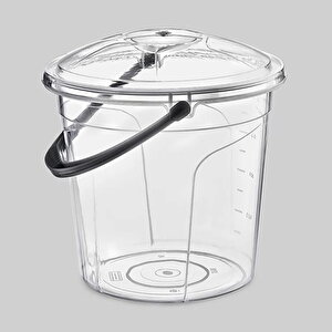 Poly Time 20 Litre Kapaklı Ölçekli Şeffaf Su Kovası - Abs Plastik - Saplı