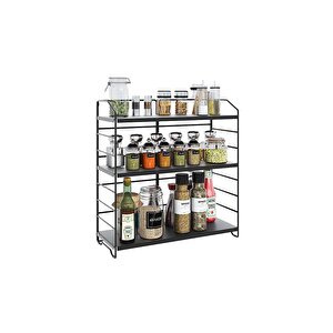 Ayarlanabilir Raflı 40cm Baharatlık, Organizer, Düzenleyizi Tezgahüstü Banyo, Mutfak, Ofis Model-1 Siyah
