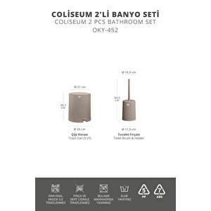 Okyanus Home Coliseum Vizon 2'li Wc Kova Ve Fırça Seti