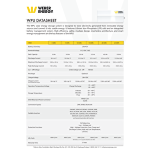 51,2V 300Ah - 15.5kW LiFePO4 WPU Series Bluetooth'lu Lityum Demir Fosfat Akü - Batarya
