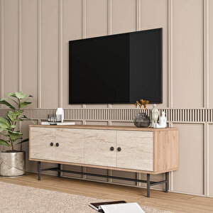 4042 Diamond Metal Ayakli Tv Üni̇tesi̇ 150 Cm Sepet Traverten