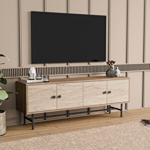 4042 Diamond Metal Ayakli Tv Üni̇tesi̇ 150 Cm Sepet Traverten