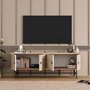 4042 Diamond Metal Ayakli Tv Üni̇tesi̇ 150 Cm Sepet Traverten