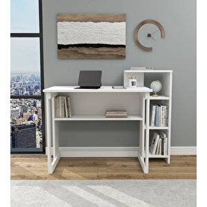 Ecowork Pro 5 Raflı Çalışma Masası Mat Beyaz Mat Beyaz