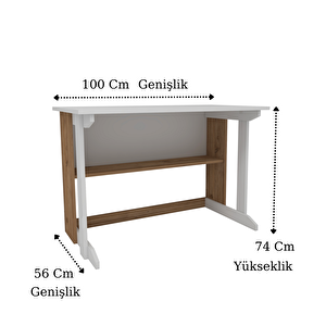 Optiwork Raflı Geniş Çalışma Masası 100x56 Cm Çam - Beyaz